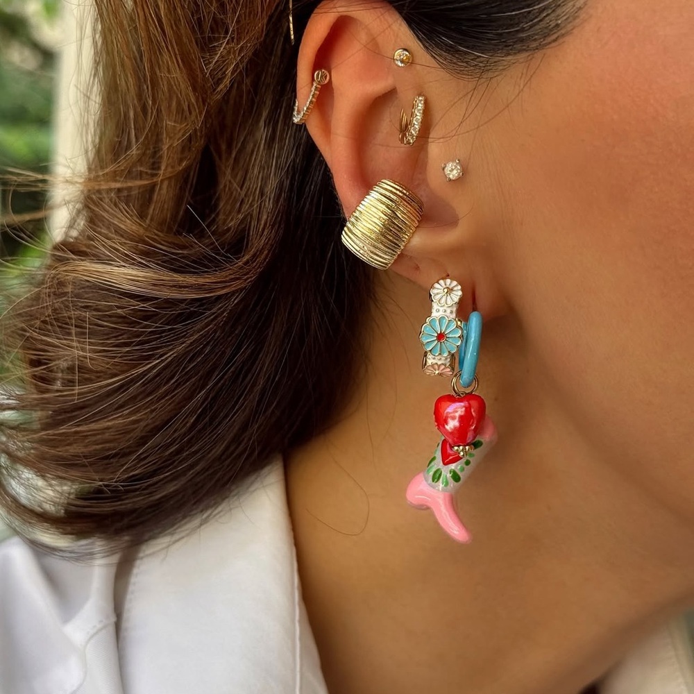 Pink Murano Glass Cowgirl Boot Earrings  Western Coastal Cowboy Jewelry 14k - Picture 5 of 10
